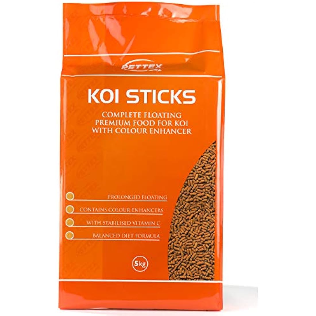 Pettex Premium Orange Koi Sticks – Floating Pond Fish Food with Vitamin C, 5kg