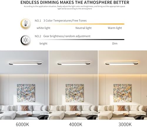 Naroume Smart LED Linear Ceiling Light – Dimmable 4ft Flush Mount Lamp