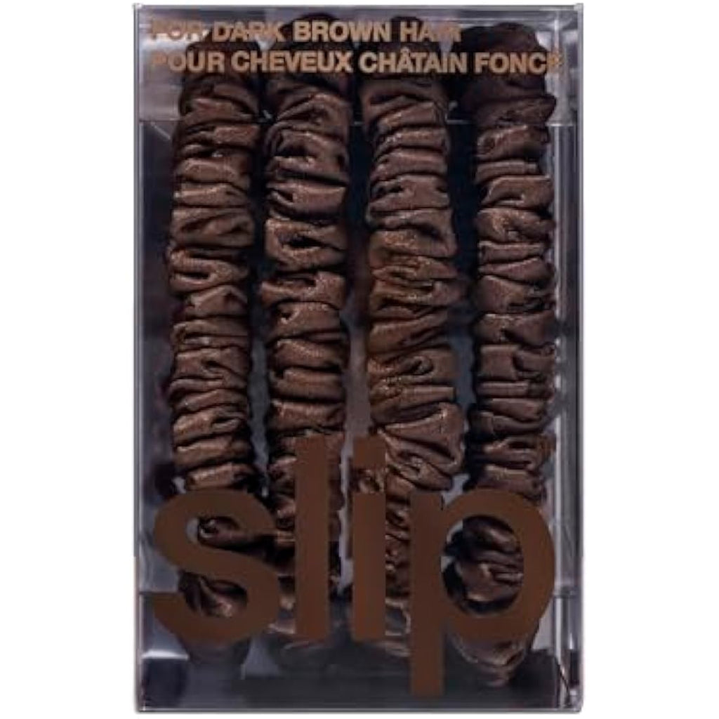 Slip Skinny Silk Scrunchies – Brown Mulberry Silk Hair Ties (4 Pack)