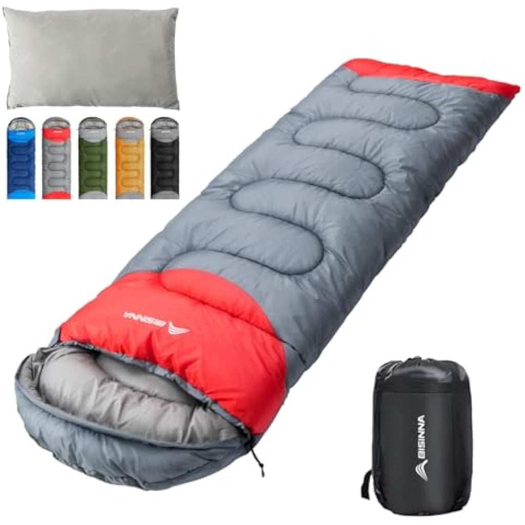 BISINNA 4-Season Sleeping Bag with Pillow | Waterproof Camping Gear