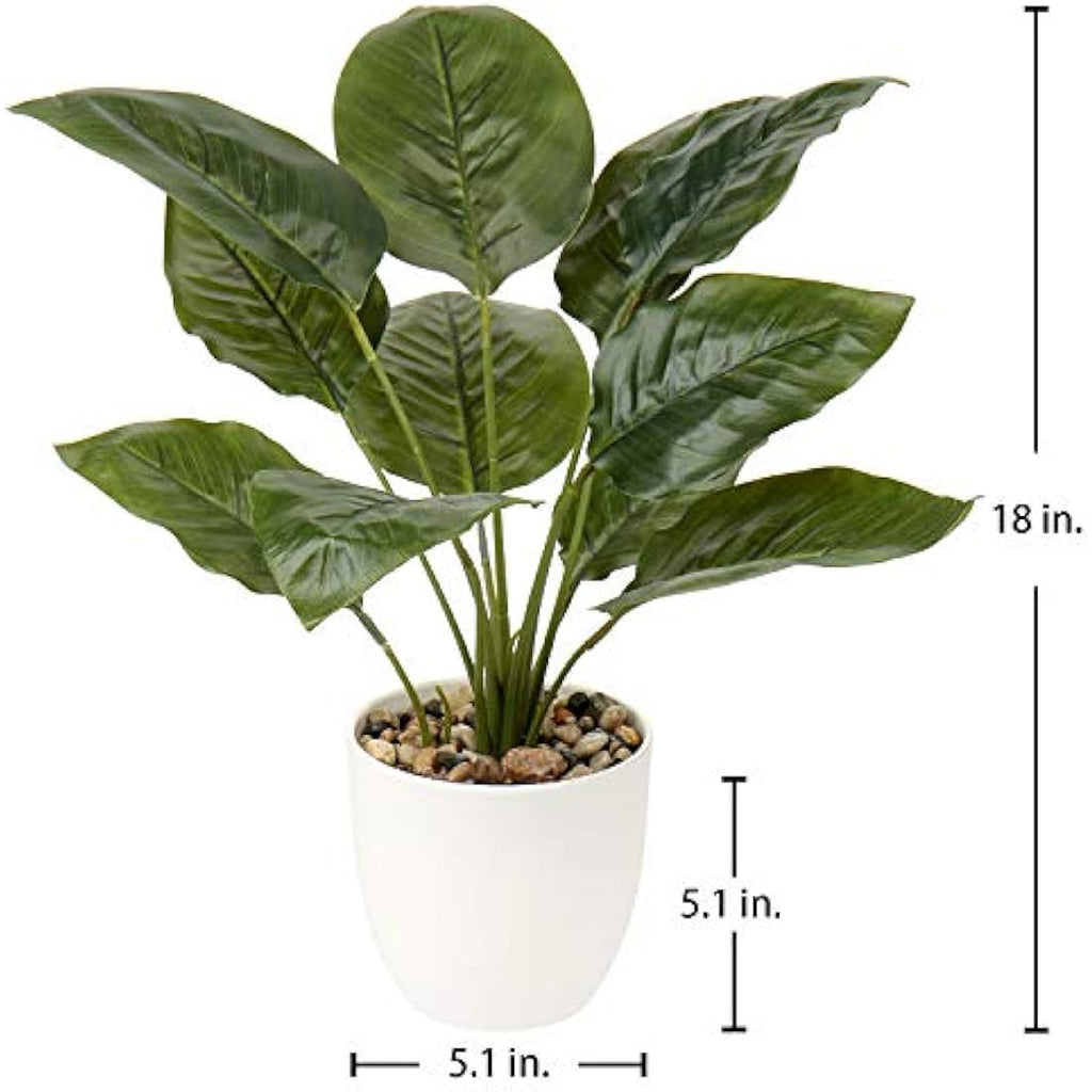 Hollyone 45cm Artificial Dieffenbachia Plant in Pot - Faux Tropical Greenery
