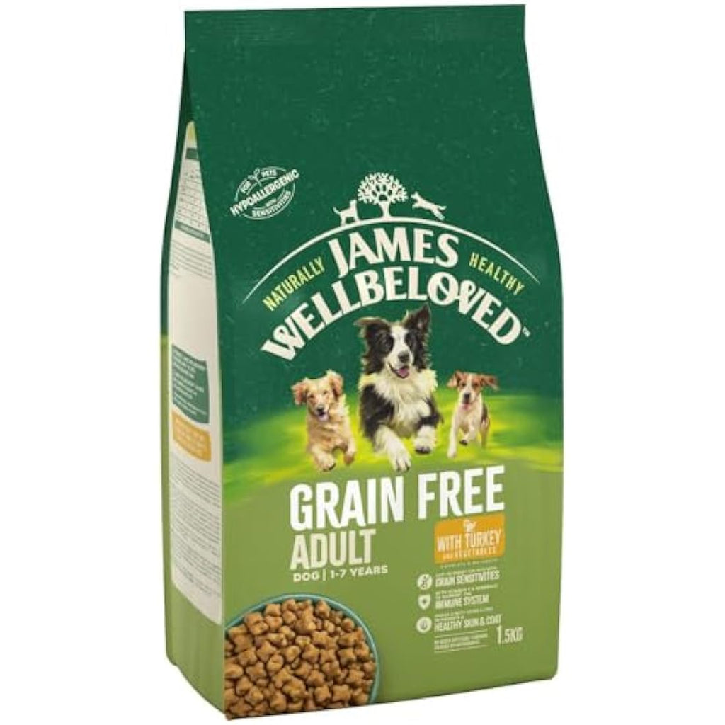 James Wellbeloved Grain Free Adult Dry Dog Food – Turkey & Veg 1.5kg