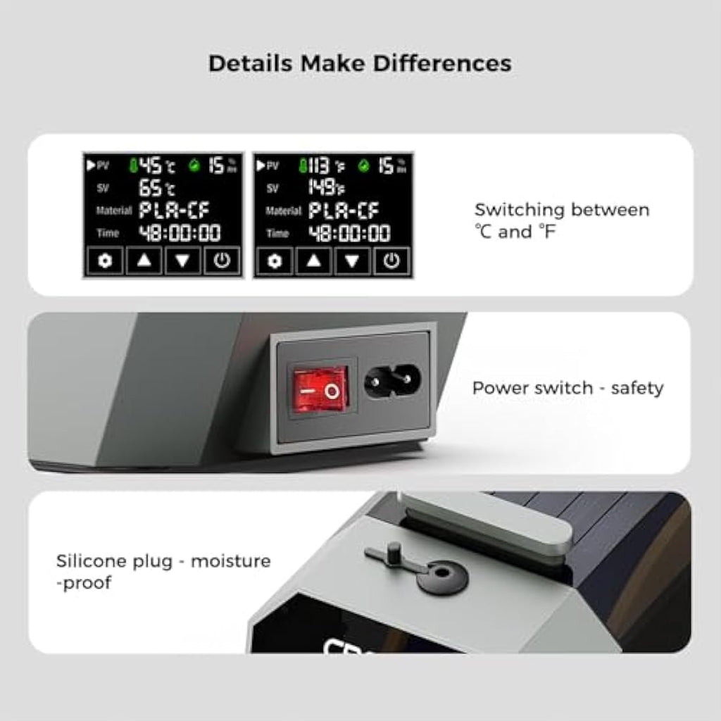 Creality Space PI Filament Dryer – 360° PTC Heating Box for 1kg Spools