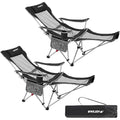 WEJOY Folding Recliner Camping Chairs with Footrest, Black - Set of 2