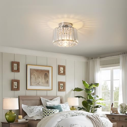 Jolof Store Crystal Ceiling Light – Modern Rose Gold Flush Mount Lamp
