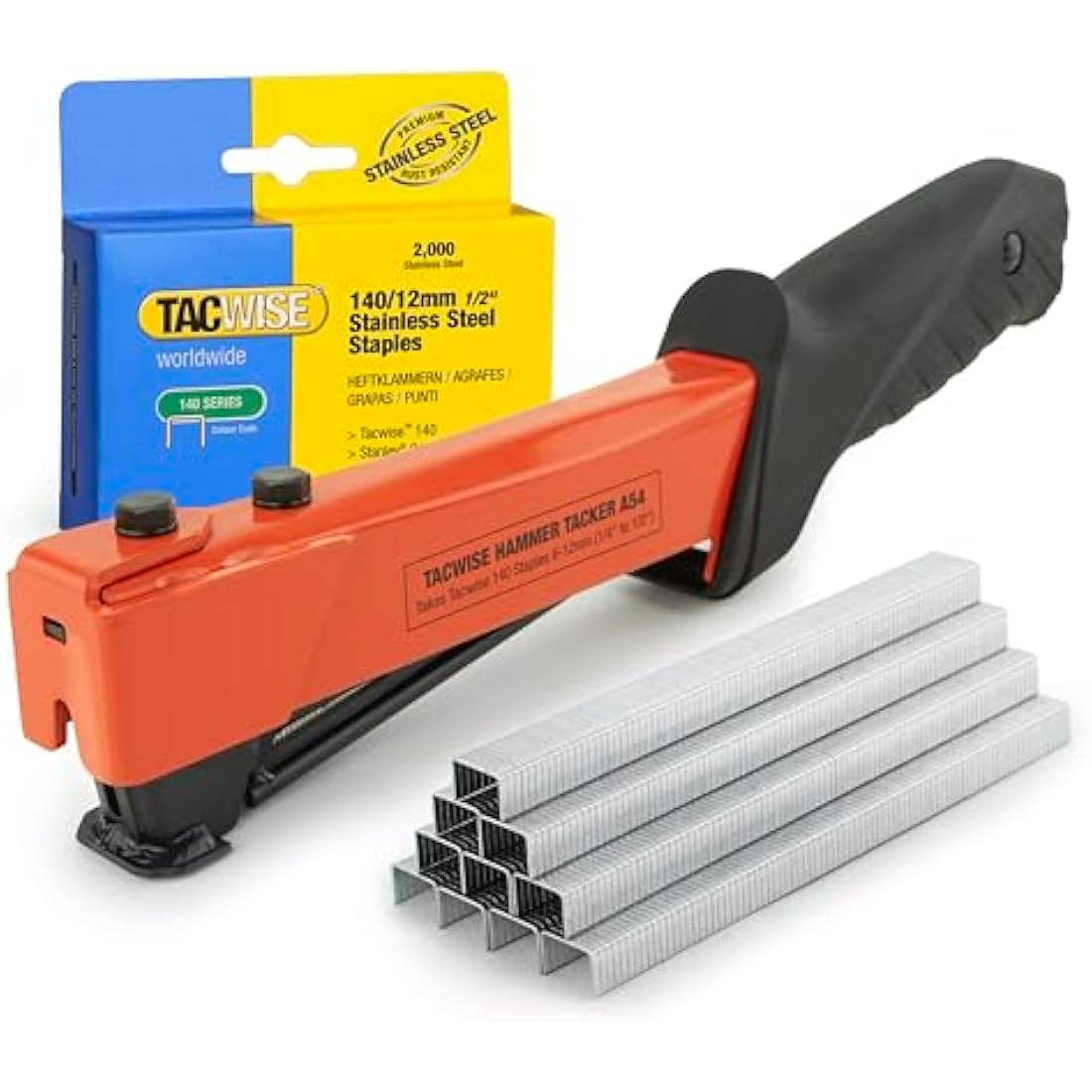 Tacwise A54 Heavy Duty Hammer Tacker | All-Metal with 2000 Staples
