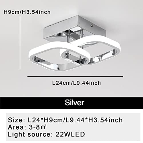 EIDISUNY Square LED Ceiling Light – 22W Modern Nordic Chrome Lamp