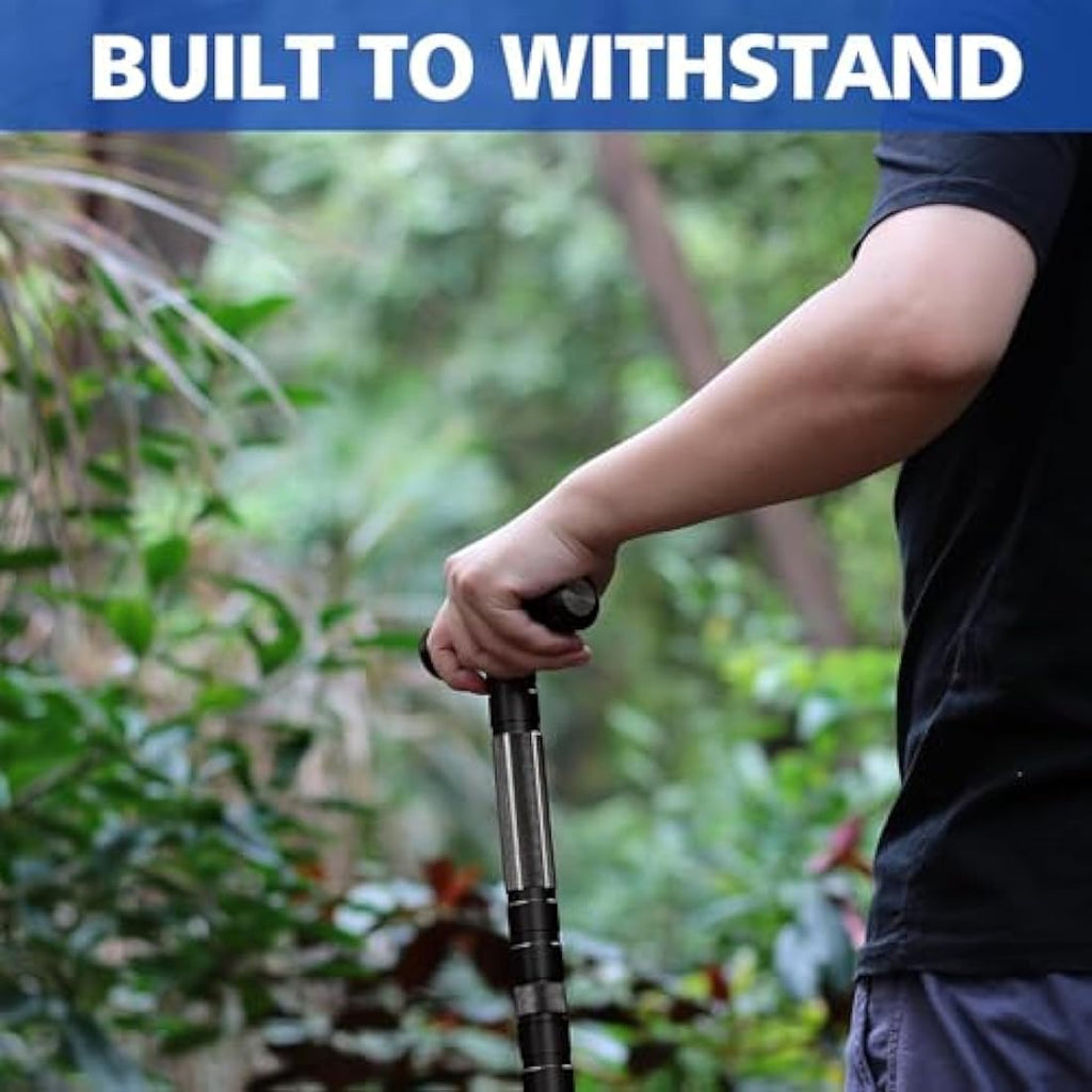 aiGear Tactical Trekking Poles | Adjustable Aluminum Hiking Stick - Black