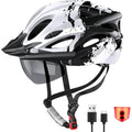 RaMokey Bike Helmet with LED Light & Magnetic Goggles | Adjustable 57-62cm