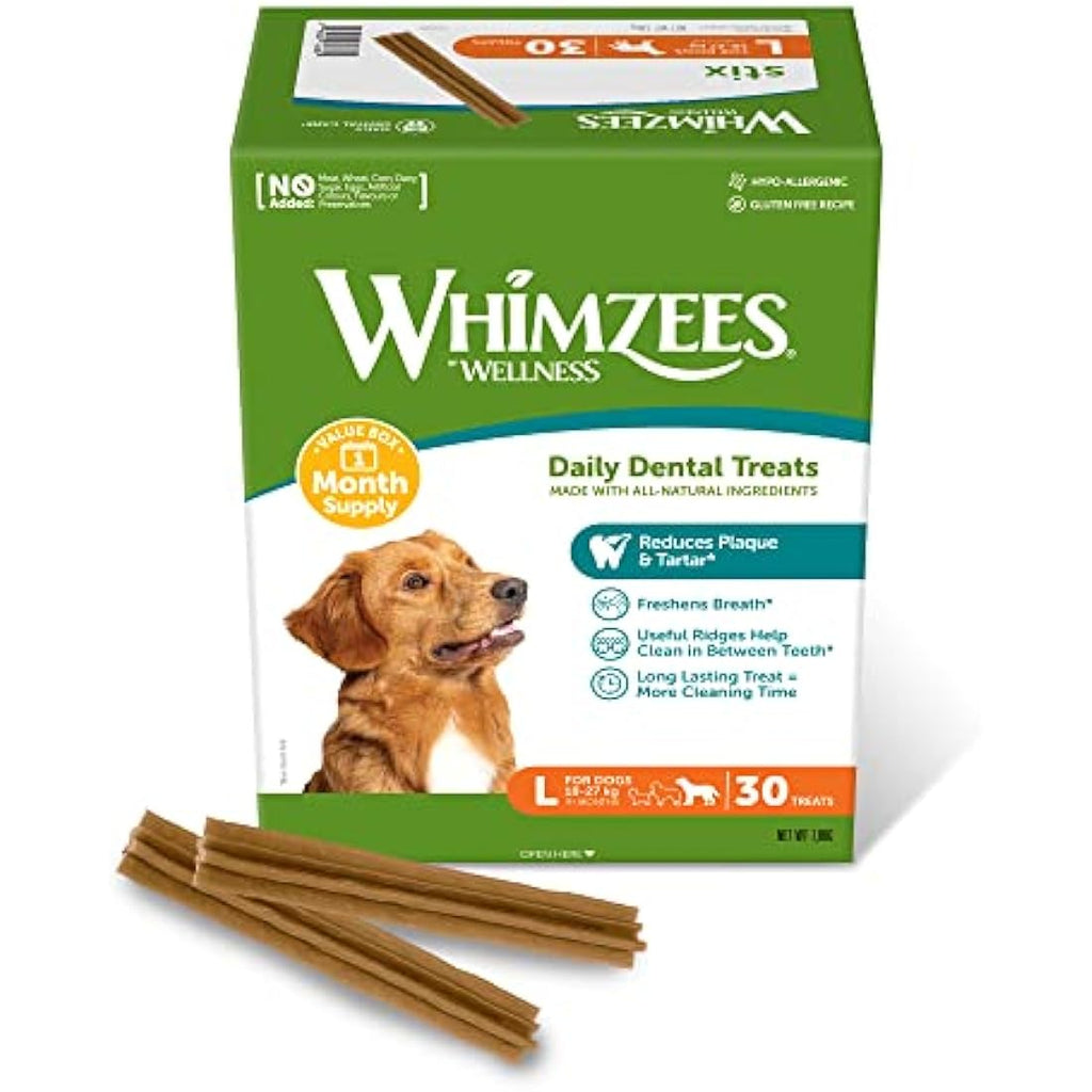WHIMZEES Dog Dental Sticks - Large Breed Grain-Free Chews (30 Count)