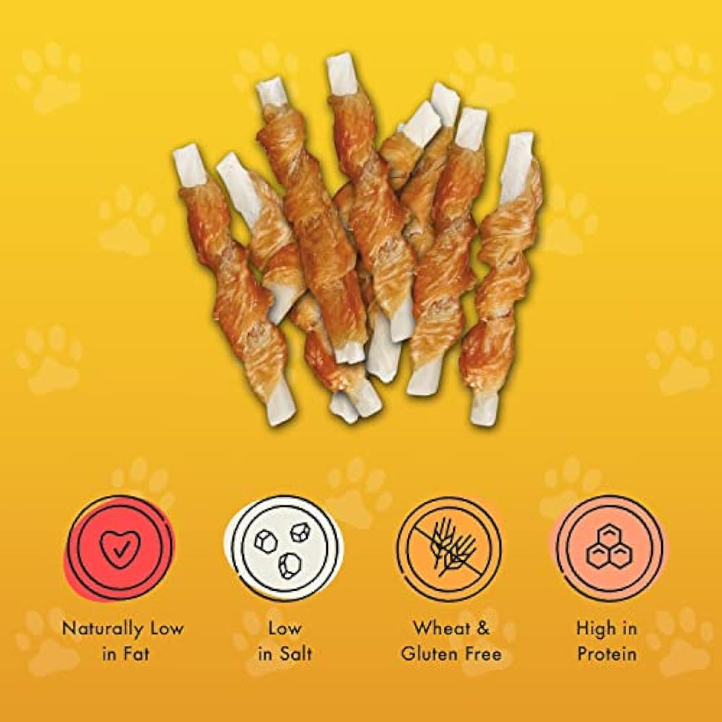 Pet Munchies Chicken Twists Grain Free Dental Dog Treats - 80g (Pack of 8)