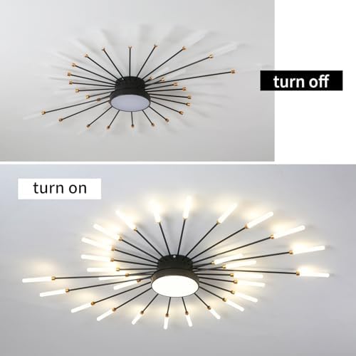 Modern LED Firework Ceiling Light | Black Semi Flush Mount
