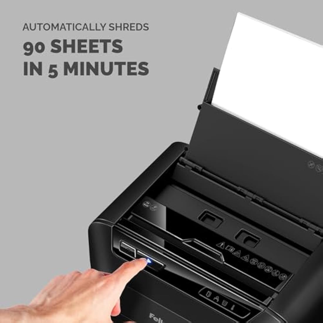 Fellowes AutoMax 90M Hybrid Paper Shredder | 90-Sheet Mini-Cut P-4