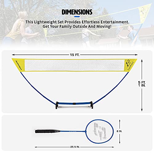 EastPoint Sports 4-Player Badminton Set | Portable 15ft Net & Rackets
