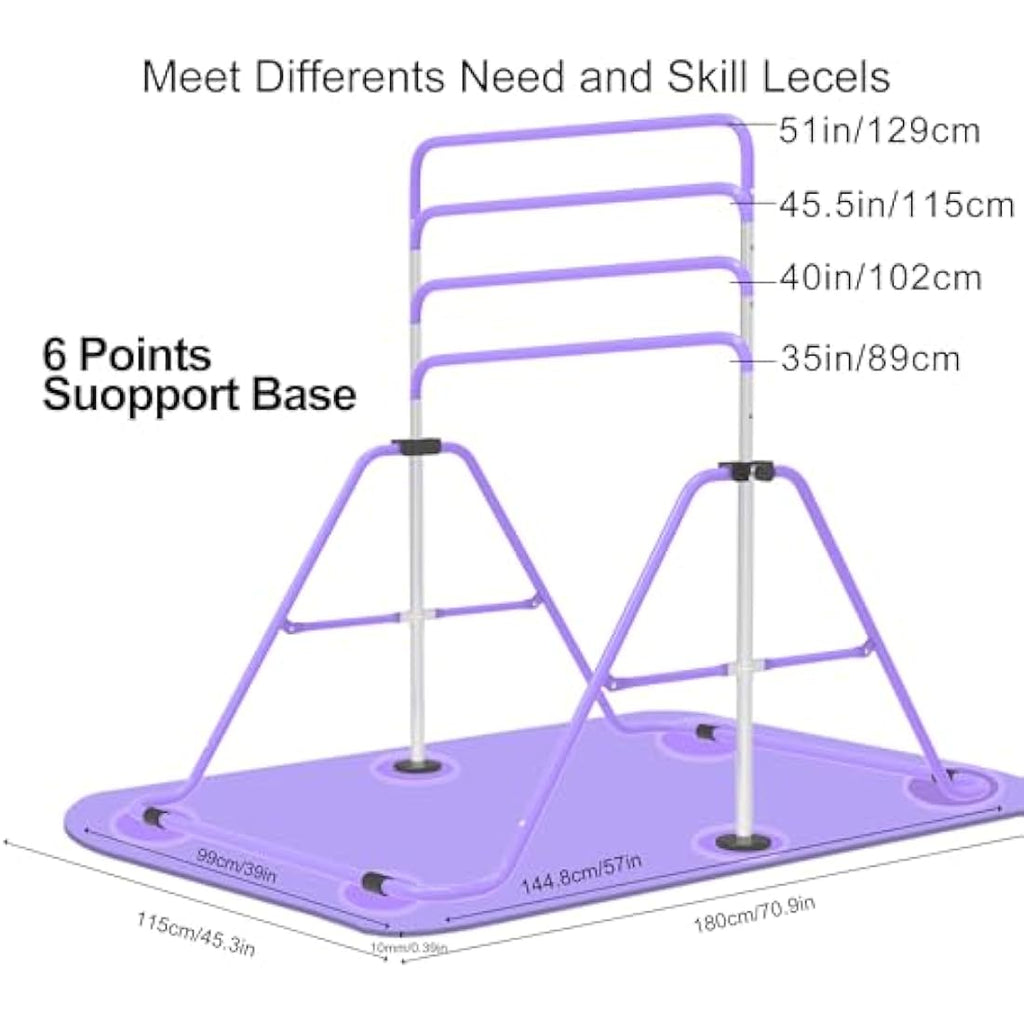 EVERYMILE Gymnastics Bar – Adjustable Folding Kip Bar with Rings for Kids