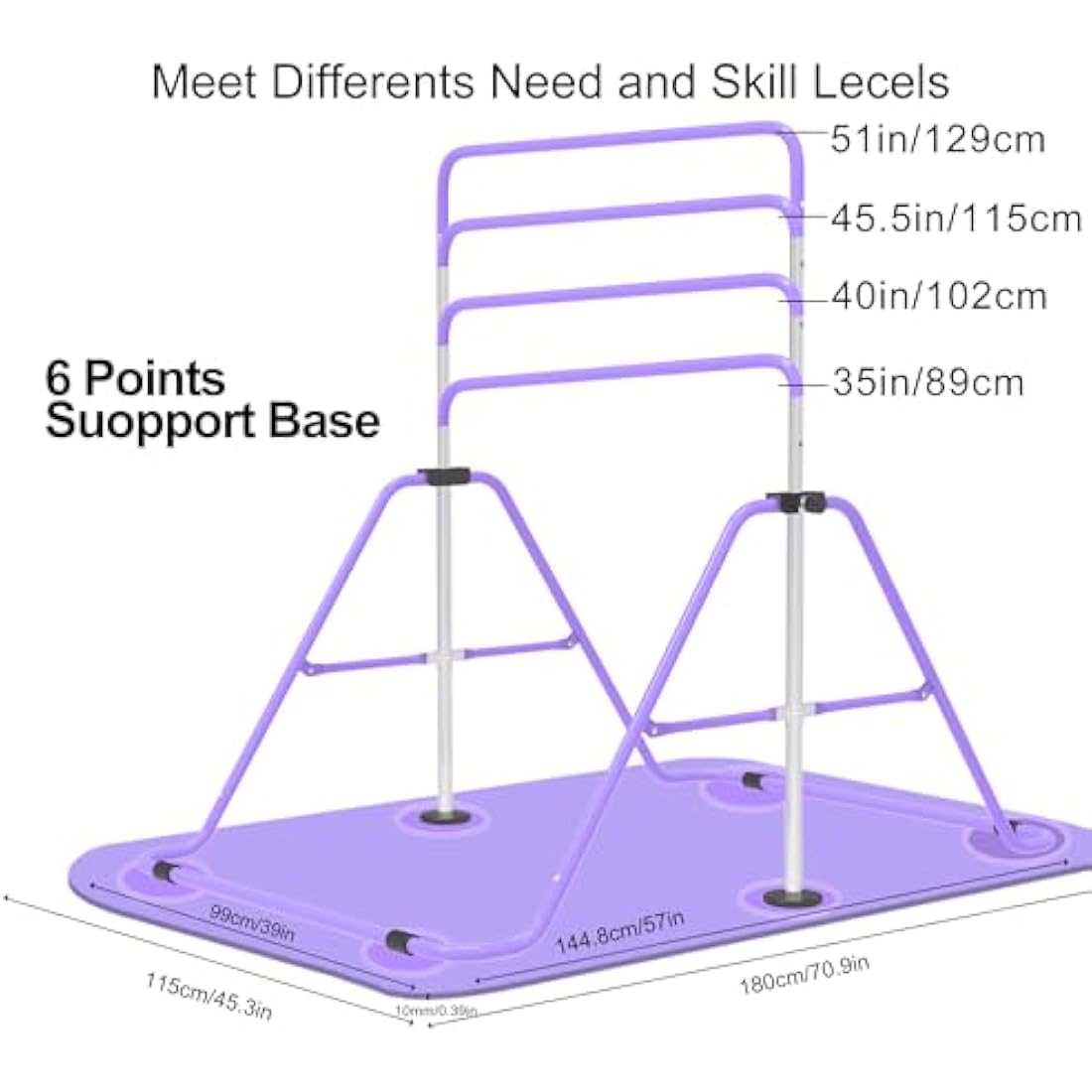 EVERYMILE Gymnastics Bar – Adjustable Folding Kip Bar with Rings for Kids