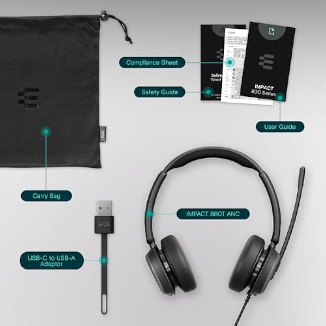 EPOS IMPACT 860T ANC Wired Headset | Microsoft Teams Certified