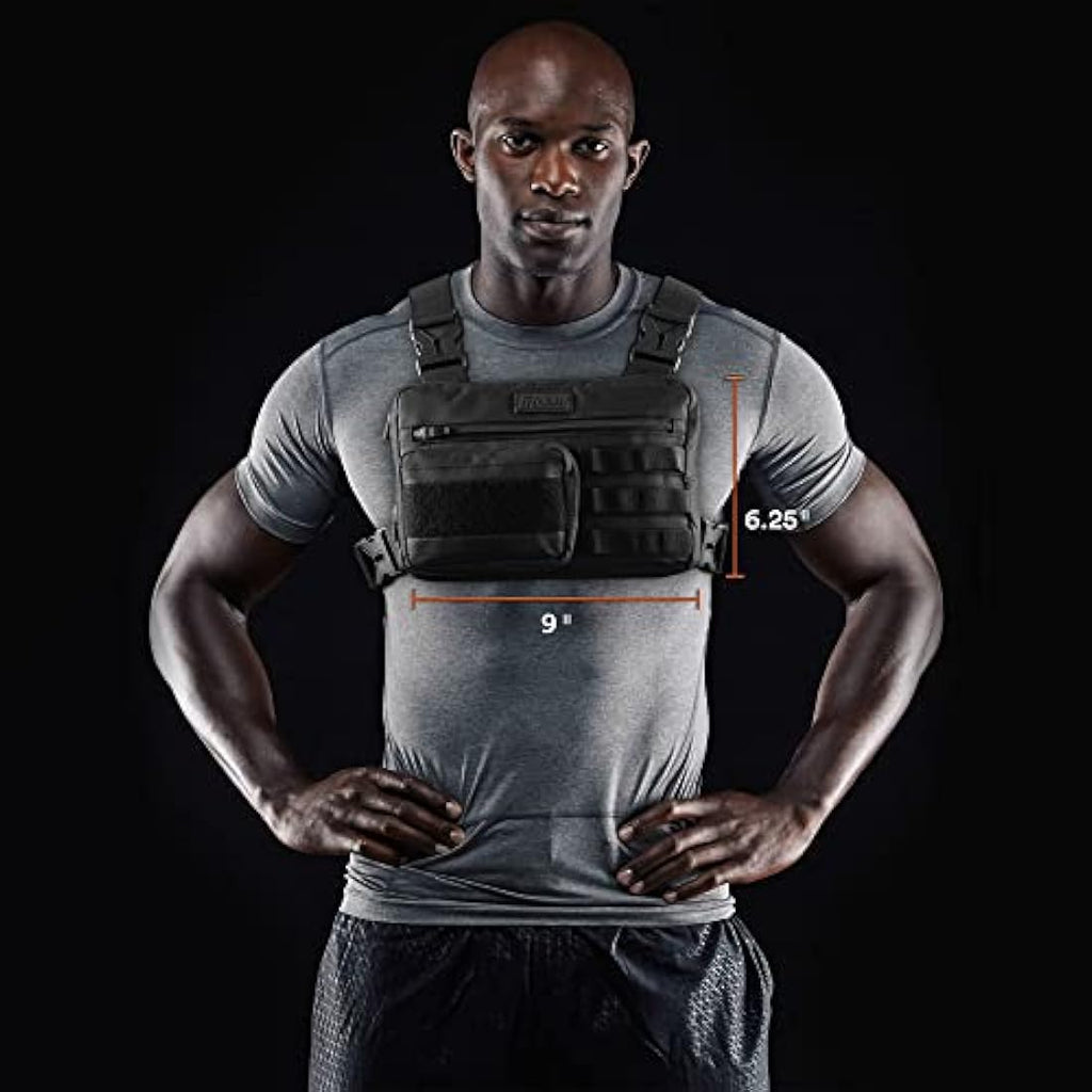 Fitdom Tactical Sports Utility Chest Pack | EDC Rig Pouch Vest - Black