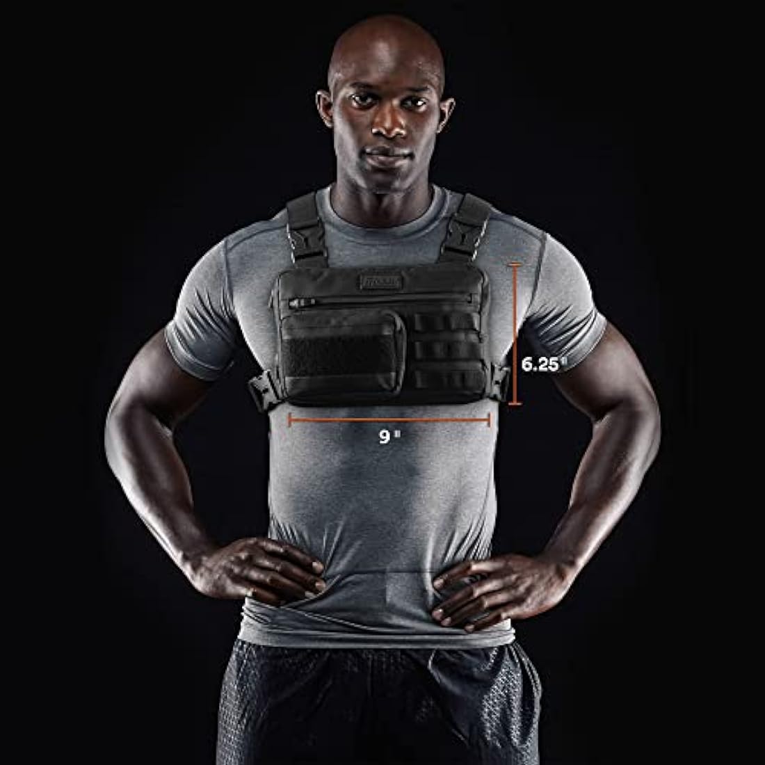 Fitdom Tactical Sports Utility Chest Pack | EDC Rig Pouch Vest - Black