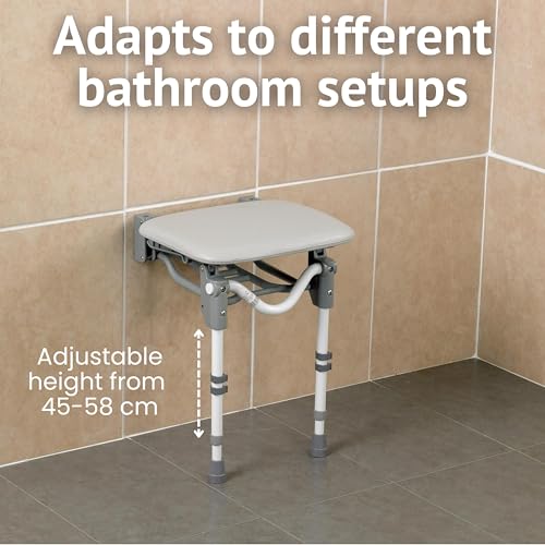 Jolof Store Padded Shower Stool – Adjustable Folding Bathroom Seat