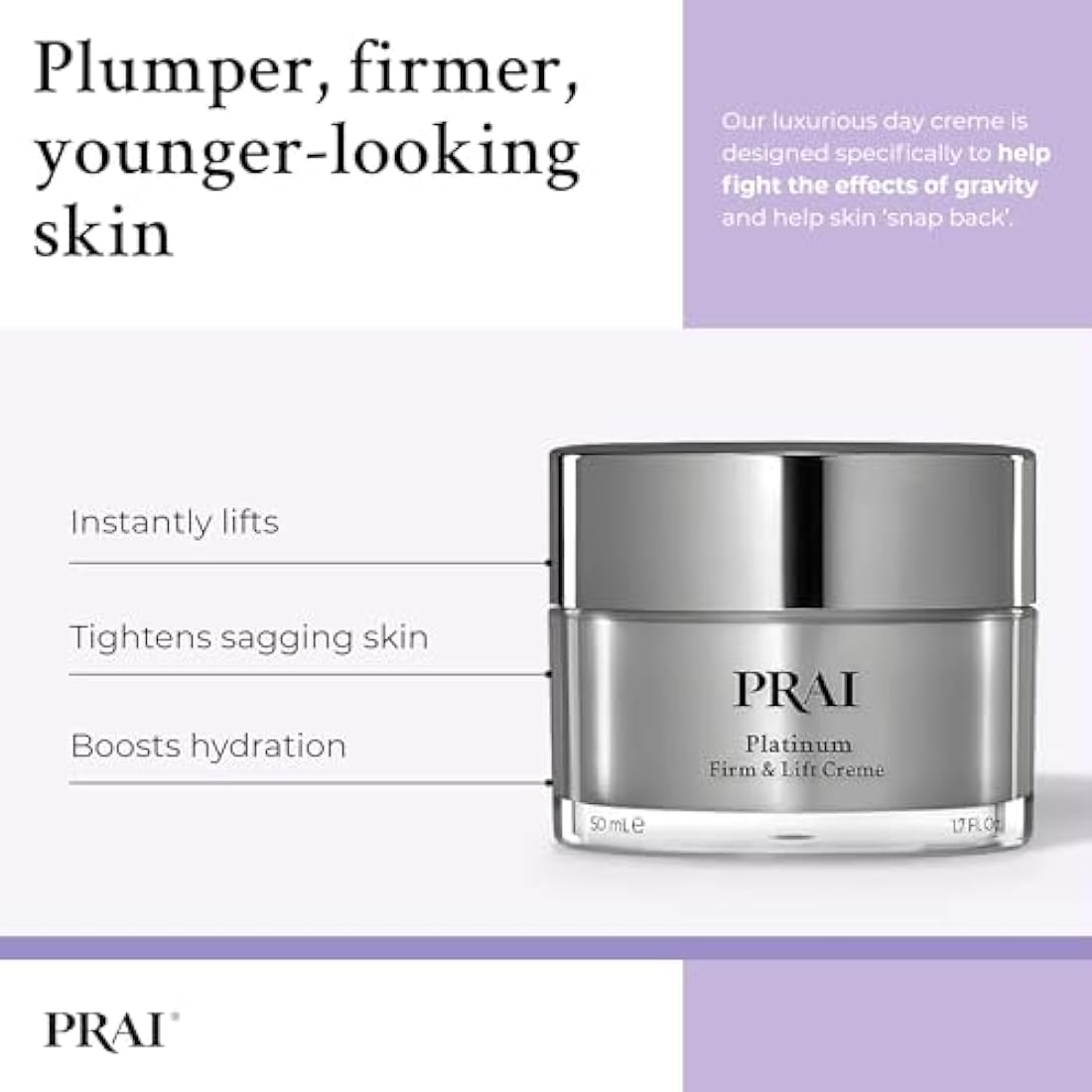 PRAI Platinum Firm & Lift Day Creme – 50ml Anti-Aging Moisturiser