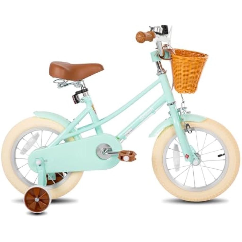 STITCH Girls Bike with Training Wheels and Basket - 14 Inch Kids Bicycle