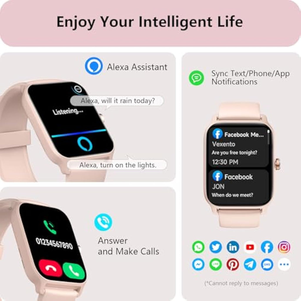 Yoever Women's Smart Watch | 1.8" HD Screen with Alexa & Bluetooth Calling