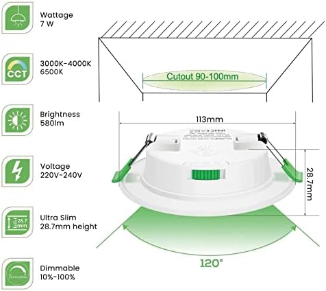 Jolof Store 7W LED Recessed Downlights | CCT Dimmable IP44 Slim - 12 Pack