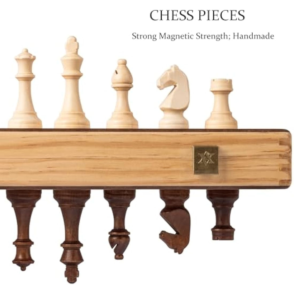 A&A 15" Magnetic Wooden Chess Set | Folding Board with Staunton Pieces