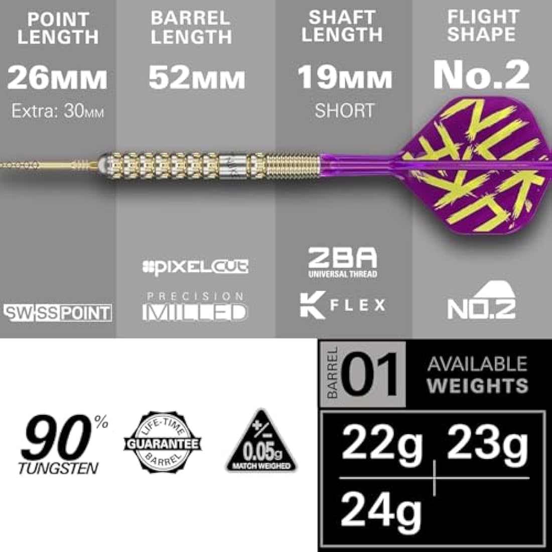 Target Darts Luke Littler Gen 1 Prodigy 90% Tungsten Steel Tip Swiss Point