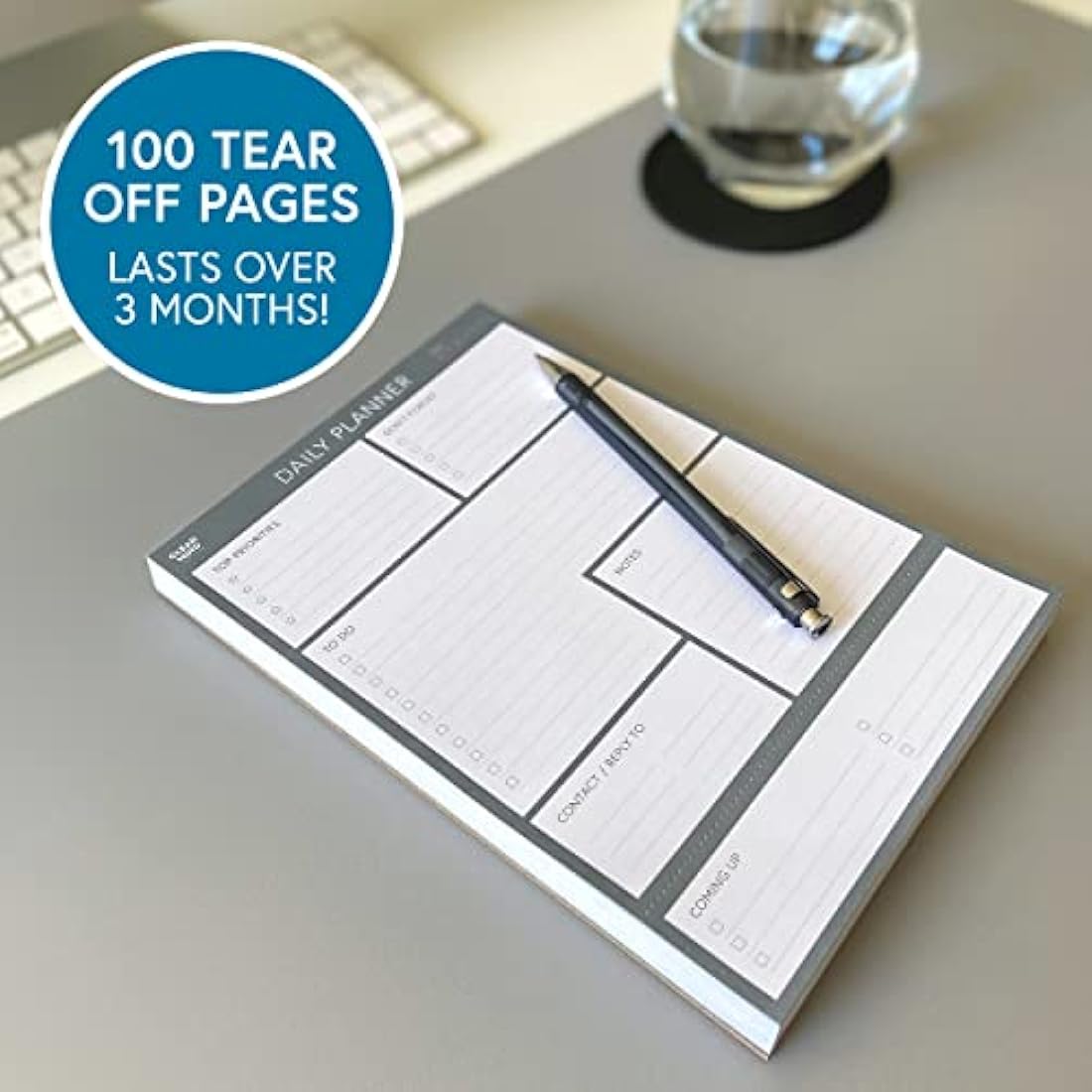 Clear Mind Concepts A5 Daily Planner Pad – 100 Undated Tear-Off Sheets