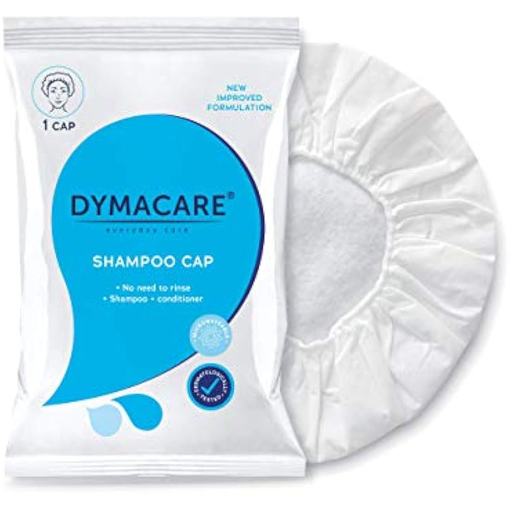 Dymacare No Rinse Shampoo Cap | Waterless Hair Wash & Conditioner | 12 Pack