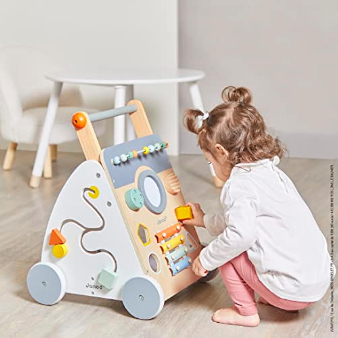 Janod Sweet Cocoon Wooden Multi-Activity Baby Walker and Pushcart