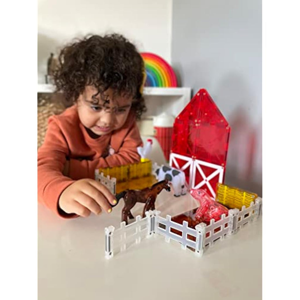 MAGNA-TILES Farm Animals Magnetic Building Set – 25-Piece STEAM Toy