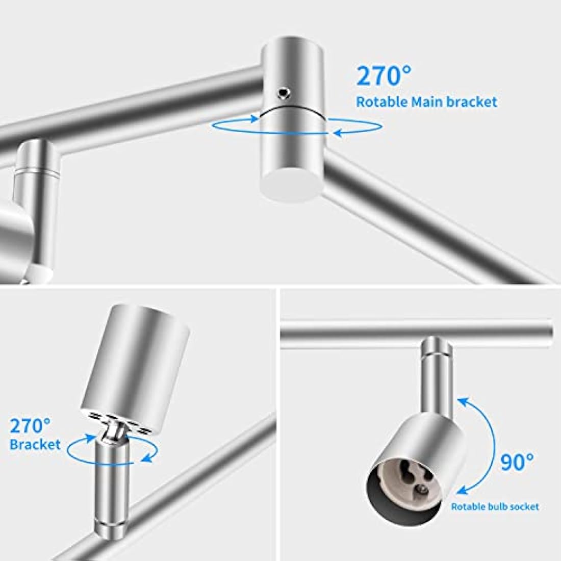 HURYEE 6-Light Track Lighting Kit | Brushed Nickel Ceiling Spotlight