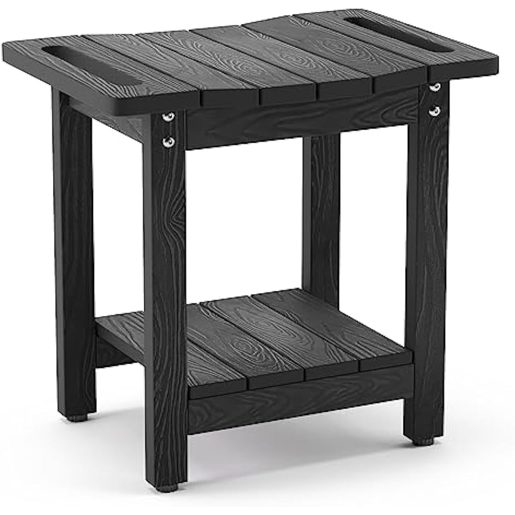 LUE BONA HDPS Shower Bench | Waterproof Non-Slip Bath Stool with Shelf