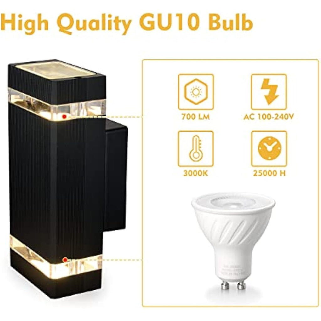 CELAVY Outdoor Wall Lights - Modern Grey Aluminium IP65 Waterproof 2 Pack