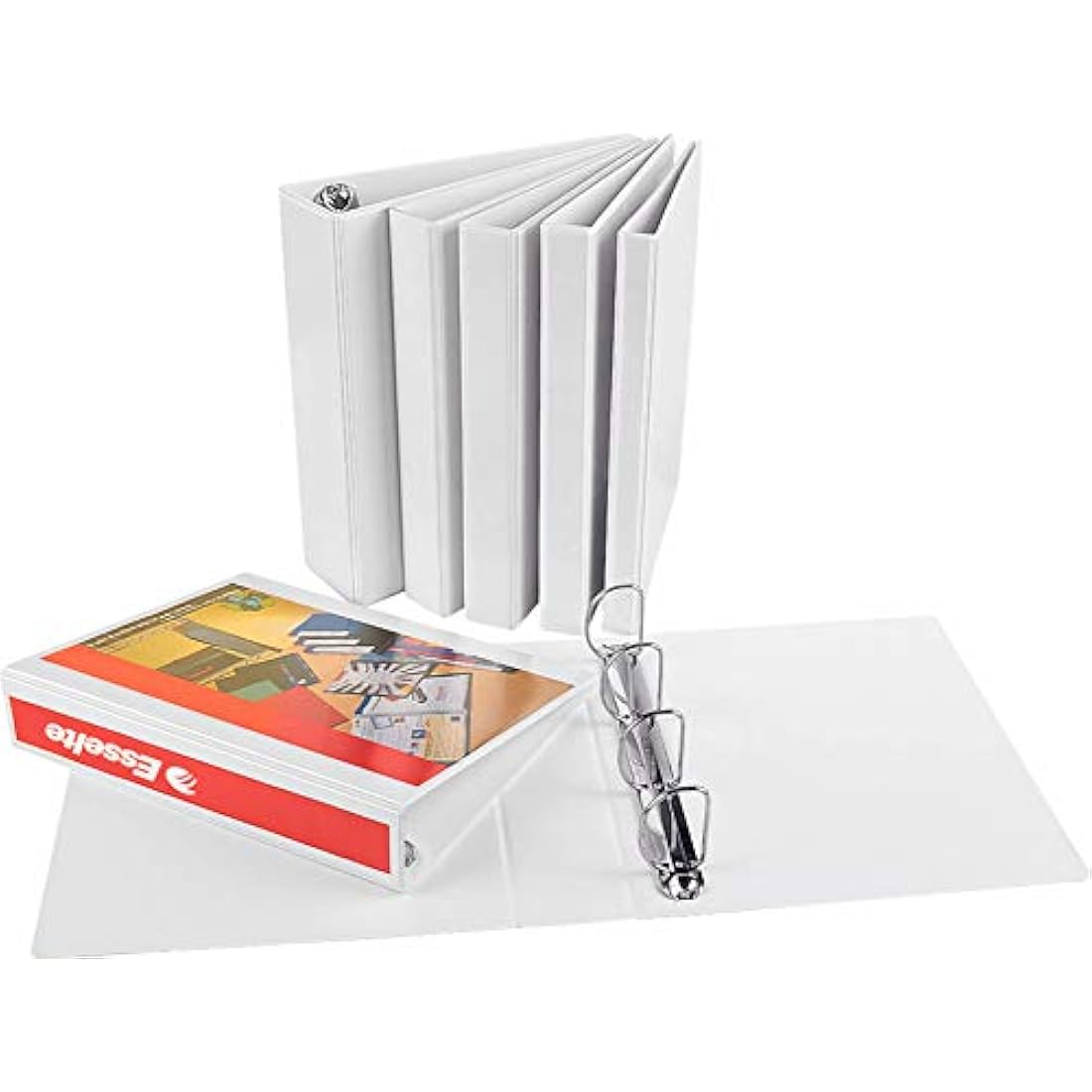 Esselte A4 Presentation Ring Binder – White Leather Style, 5cm D-Ring