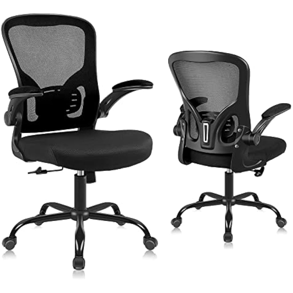 Ergonomic Mesh Office Chair with Flip-up Armrests - Black