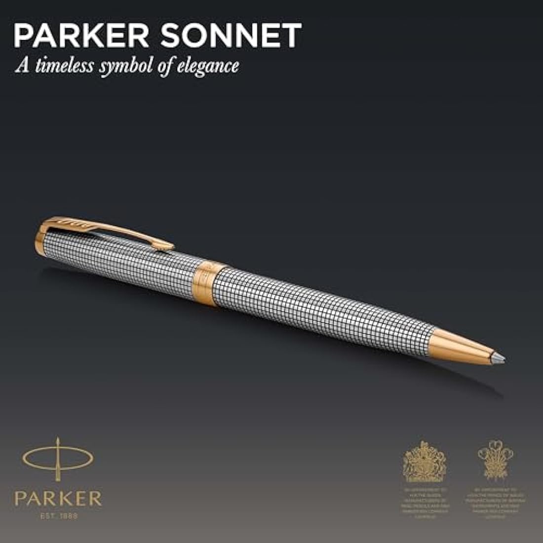 Parker Sonnet Ballpoint Pen – Chiselled Silver with Gold Trim
