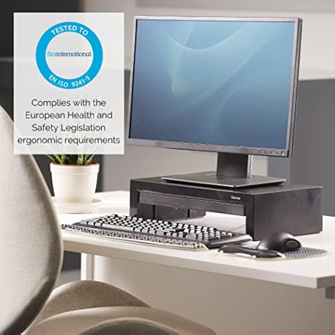 Fellowes Designer Suites Monitor Riser – 3 Height Adjustable Stand, Black
