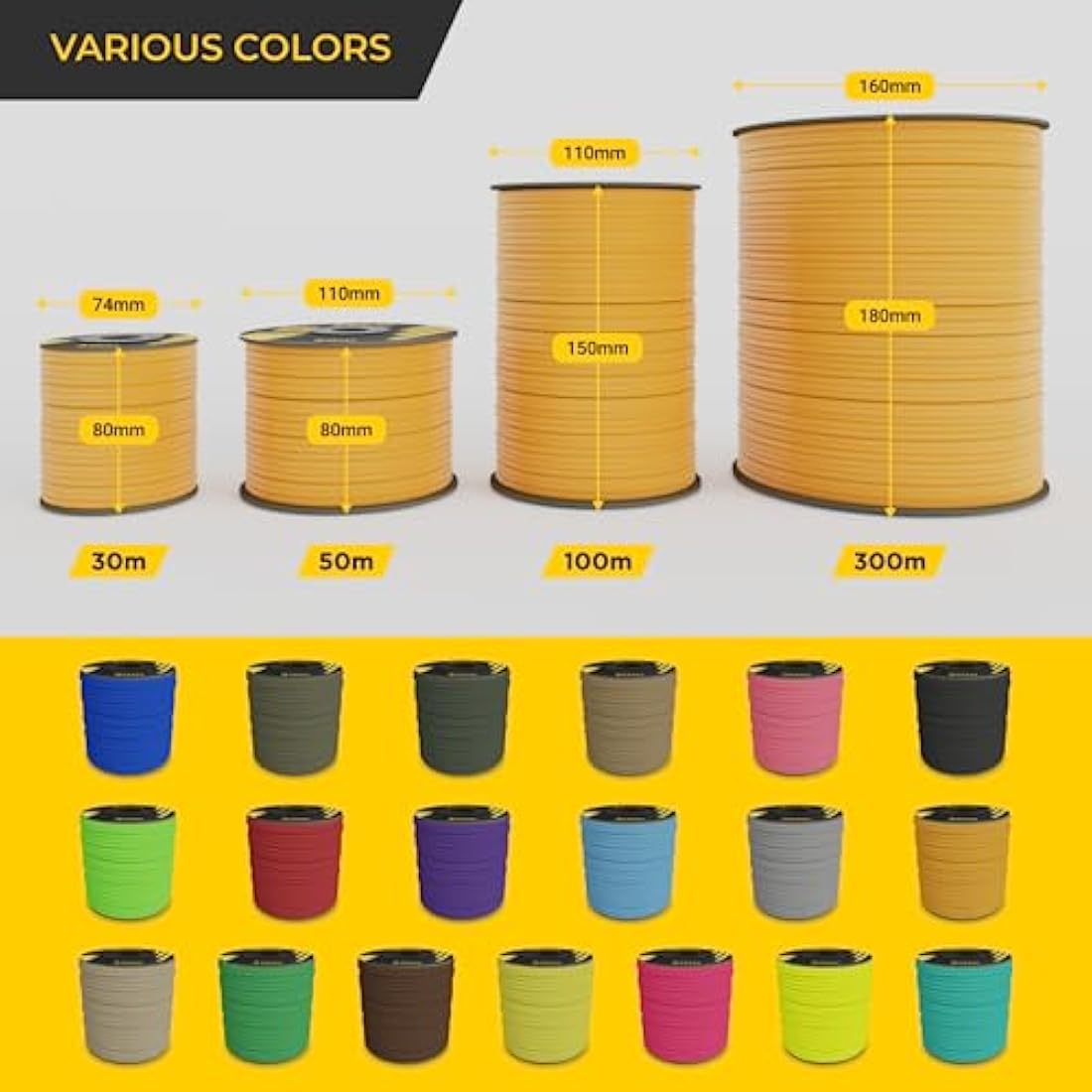 EDCX 550 Paracord – 4mm 7-Strand Nylon Rope for Camping and DIY
