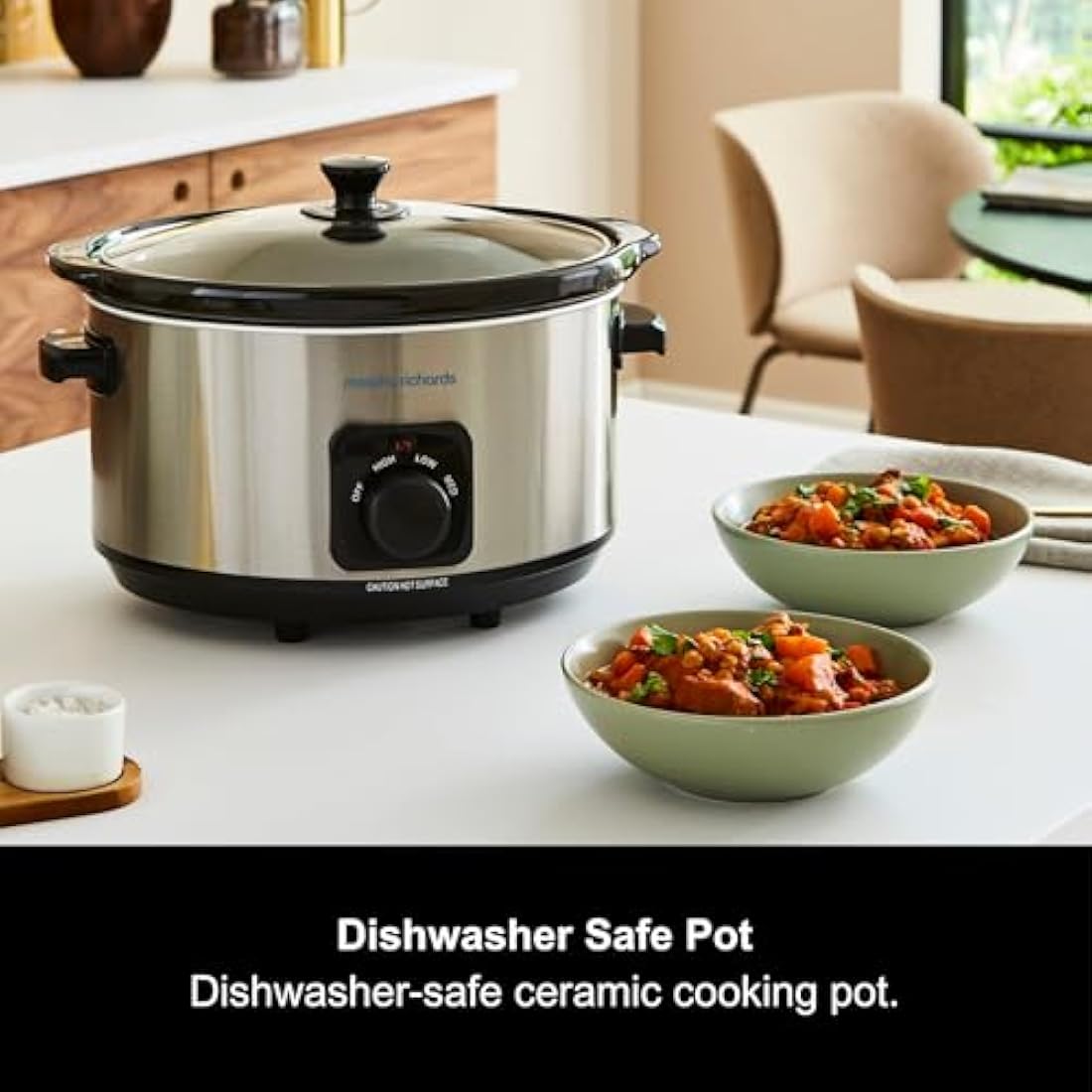Morphy Richards 6.5L Slow Cooker – Brushed Steel Ceramic Pot