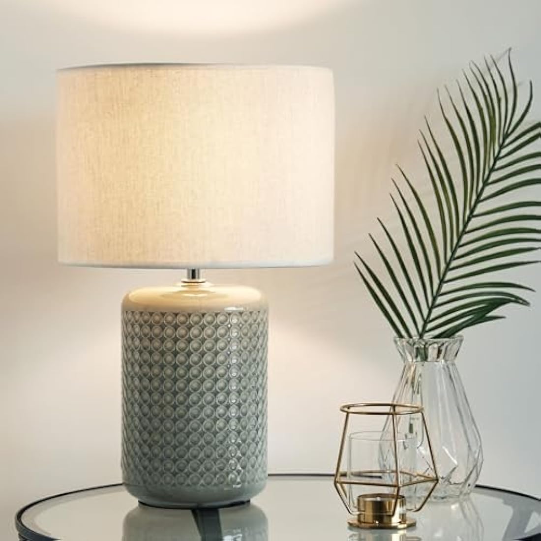 Pauleen Go for Glow Ceramic Table Lamp | Green & Beige E27 Luminaire