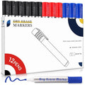 Maxtek Dry Erase Whiteboard Markers | 3 Assorted Colors Bullet Tip Pens