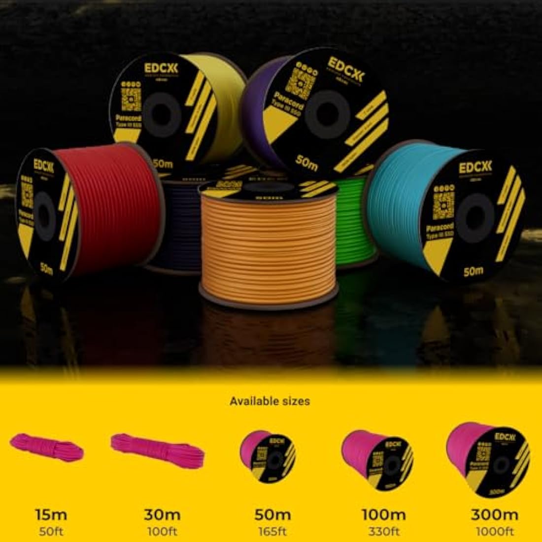 EDCX 550 Paracord Type III – 4mm Nylon Rope for Camping and DIY Crafting