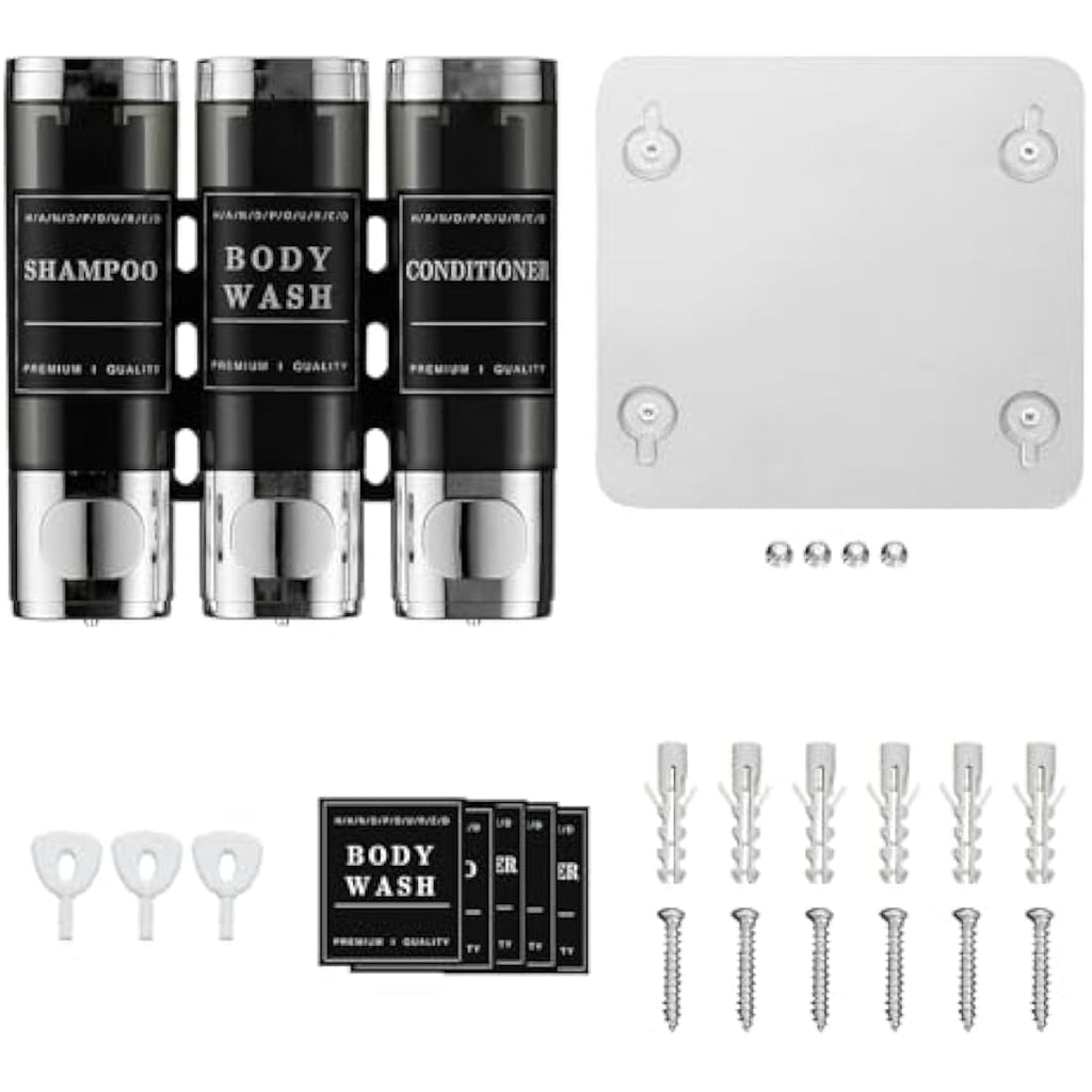 Jolof Store 3 Chamber Shower Shampoo Dispenser – Wall Mounted Chrome