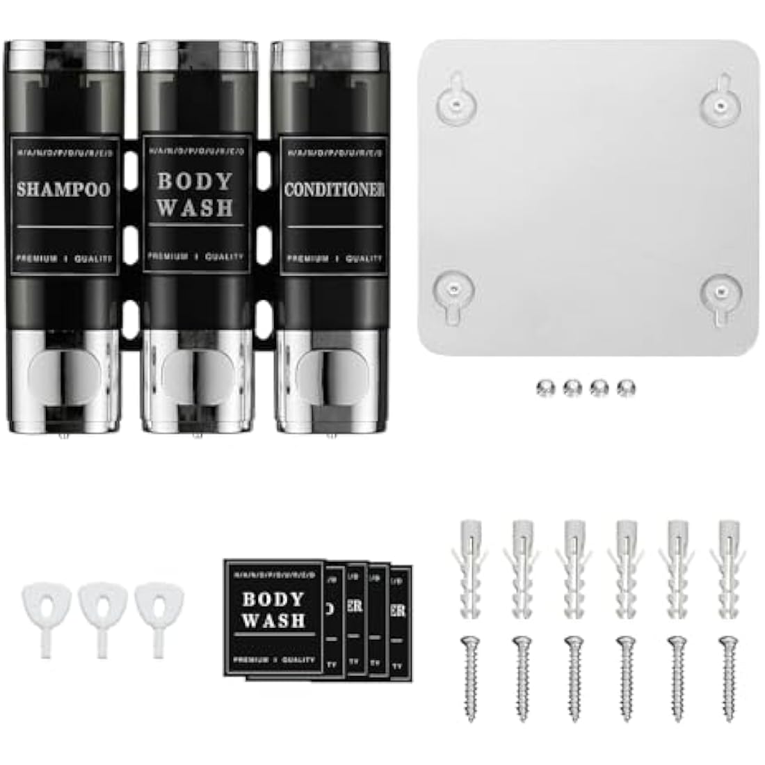 Jolof Store 3 Chamber Shower Shampoo Dispenser – Wall Mounted Chrome