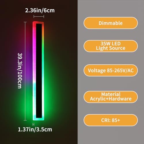 Mikeru 100CM RGB Outdoor Wall Light – 2Pack Dimmable IP65 LED Sconces