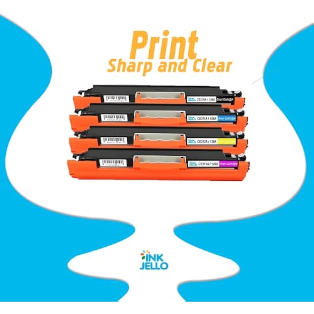 InkJello Compatible HP CE310A-CE313A Toner Cartridges, 4-Pack CMYK